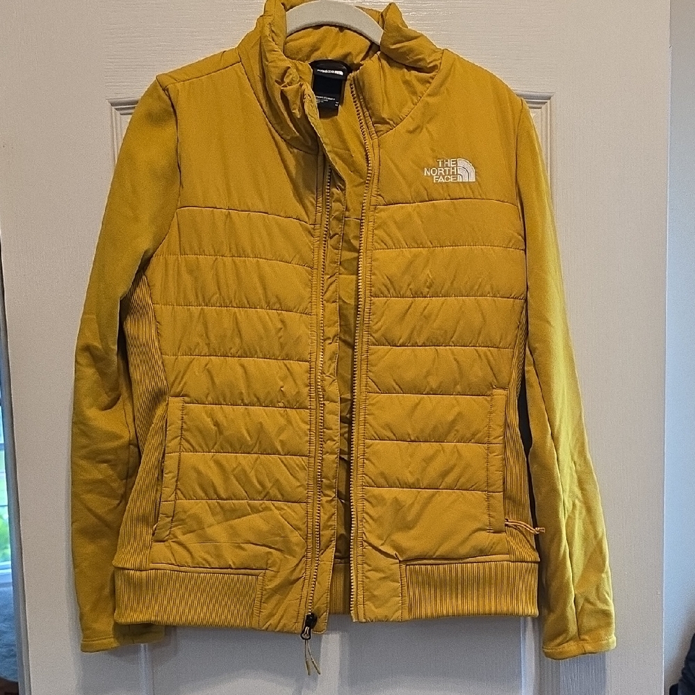 The North Face Yellow Puffer Jacket with Quilted Design